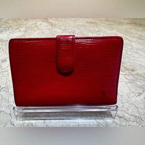 Louis Vuitton Red Epi Leather French Kisslock wallet